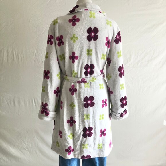 Floral Fleece Cozy Robe White Multicolor - Picture 5 of 12